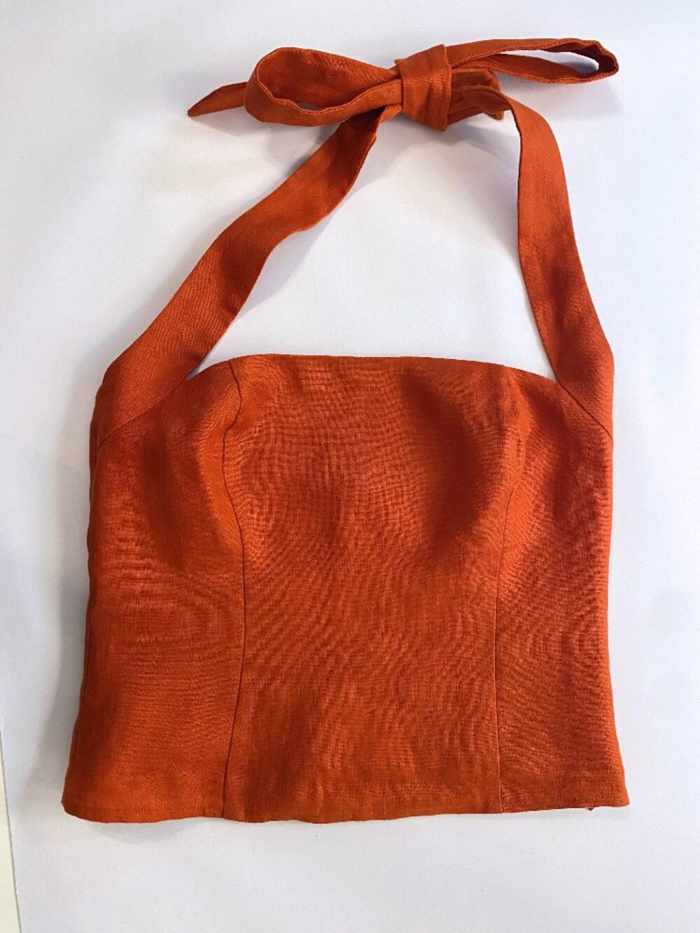Reformation Malika Linen Top in Blood Orange | Size 2